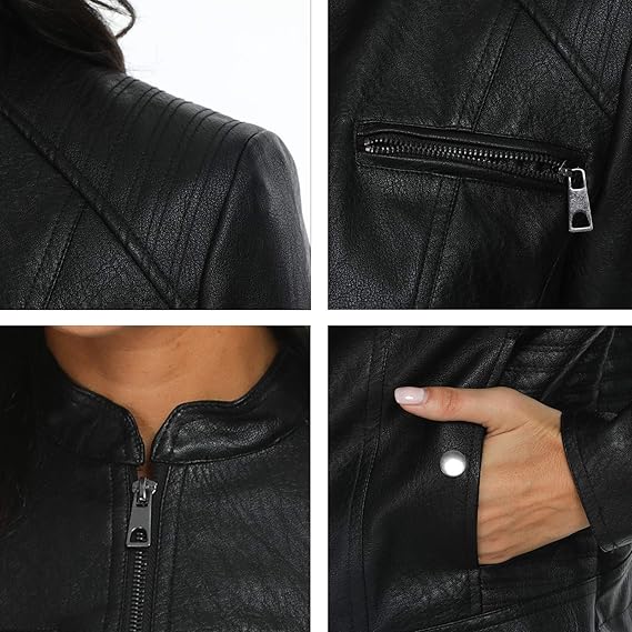 Women’s Black Leather Moto Jacket