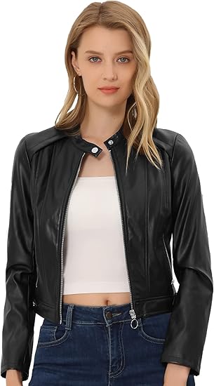 Women’s Slim Fit Faux Leather Biker Jacket