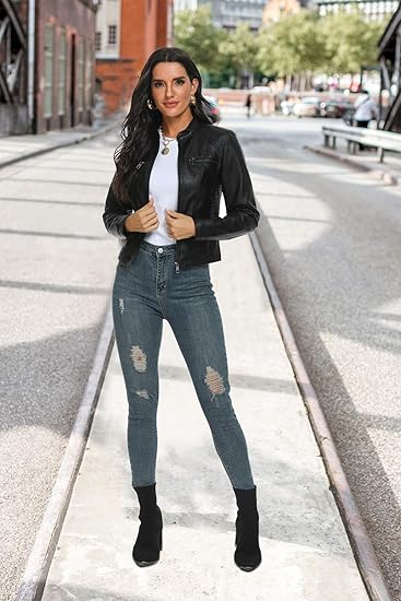 Women’s Black Leather Moto Jacket