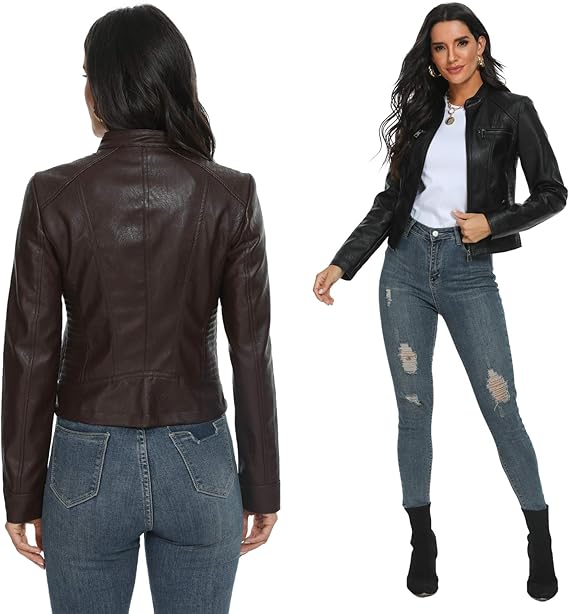 Women’s Black Leather Moto Jacket