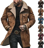 Men’s Vintage Cowboy Suede Jacket with Plush Collar