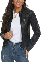 Women’s Black Leather Moto Jacket