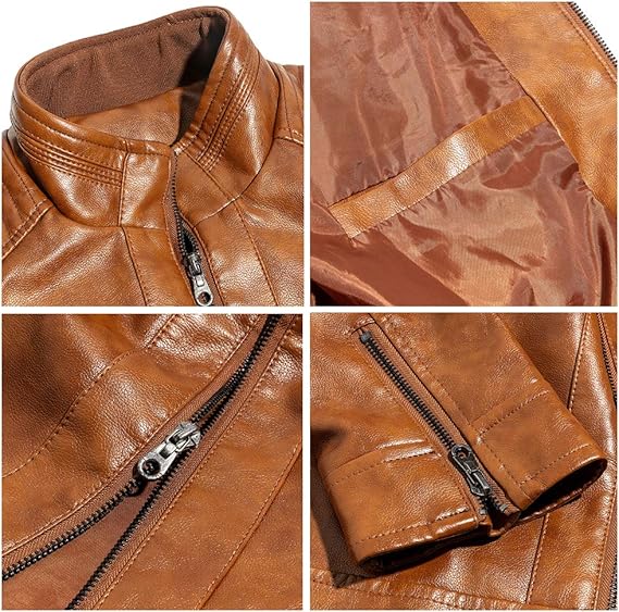 Men’s Stand Collar Leather Jacket