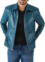 Men’s Classic Shirt Collar Lambskin Leather Jacket