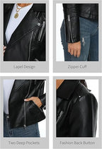 Classic Vegan Leather Moto Jacket for Women